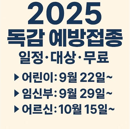 2025년 독감예방주사 일정을 보여주는 썸네일