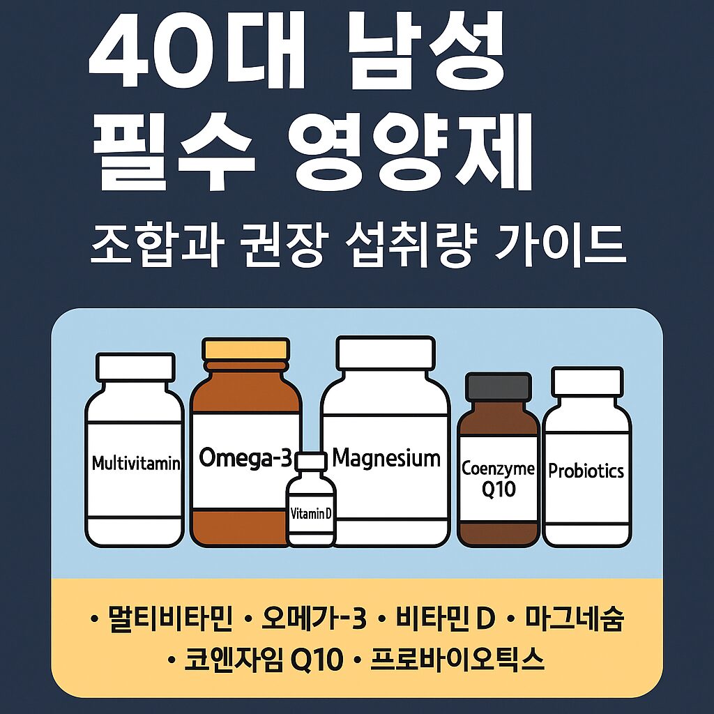 40대 남성 필수영양제를 그려놓은 이미지