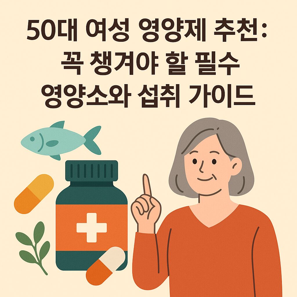 50대 여성 영양제 추천: 필수 영양소와 섭취 가이드 일러스트 이미지