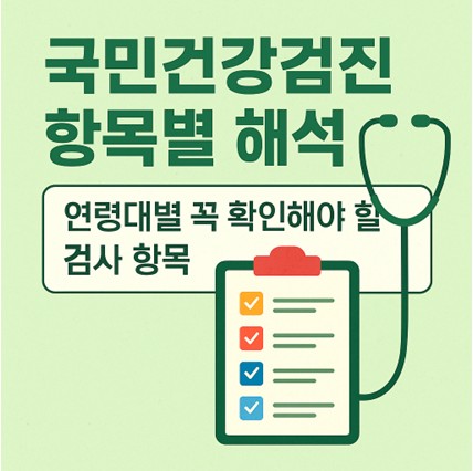국민건강검진 항목별 해석 – 연령대별 꼭 확인해야 할 검사 항목을 안내하는 인포그래픽