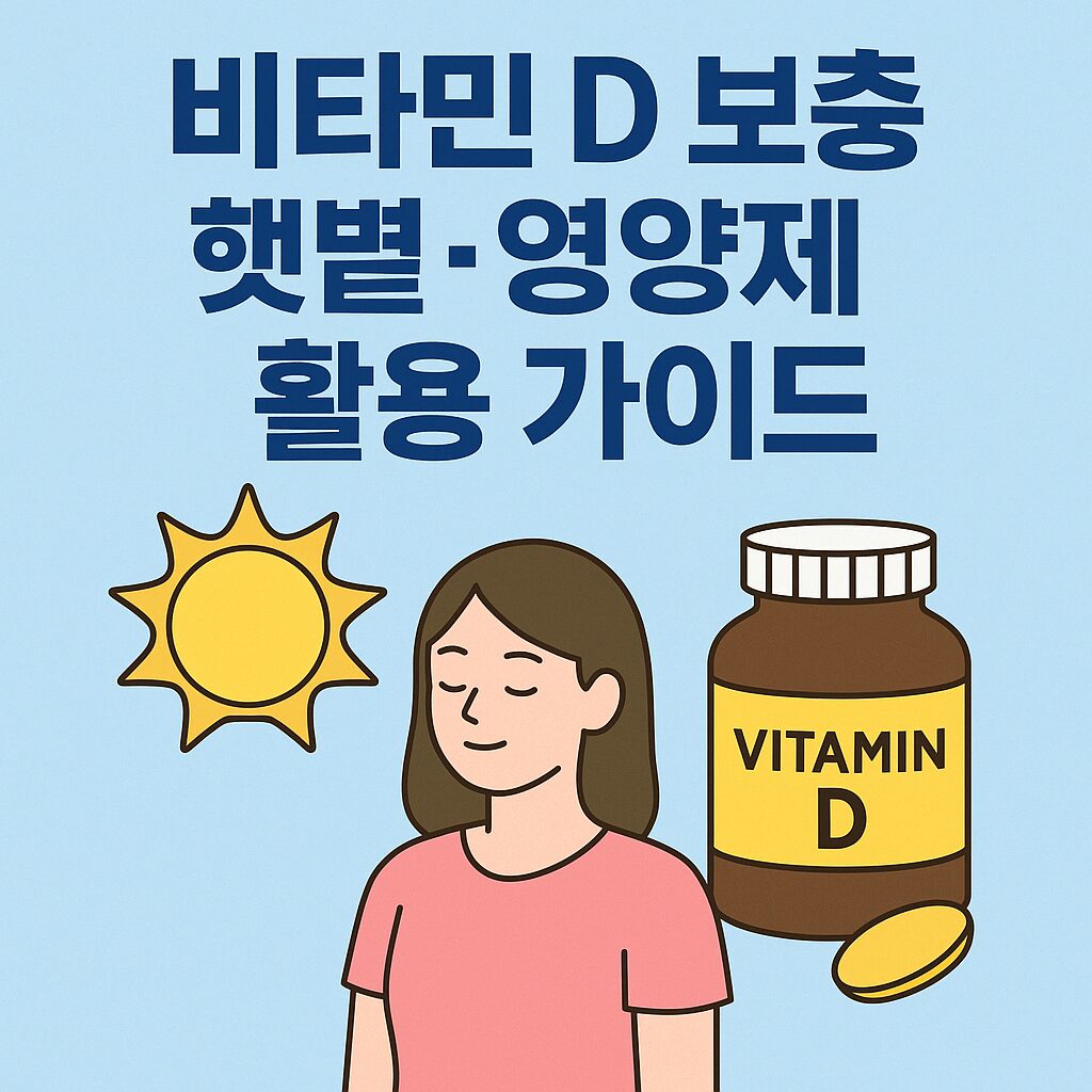 비타민D 보충 햇볕,영양제 활용 가이드라고 적혀있는 그림