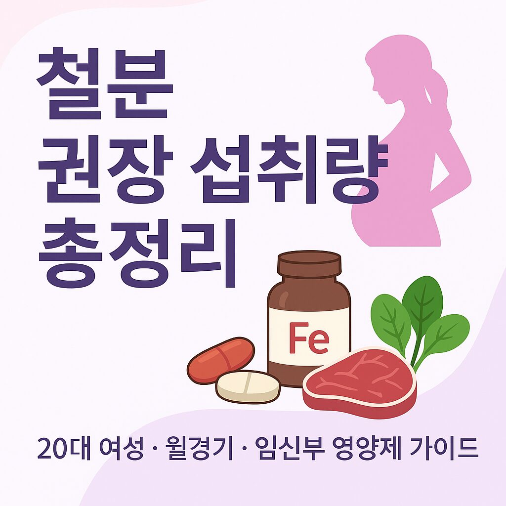 철분 영양제 권장 섭취량 총정리 이미지 | 성장기, 20대 여성, 월경기, 임신부별 권장량과 영양제 복용 가이드
