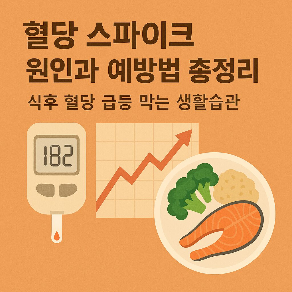 혈당 스파이크 원인과 예방법 총정리”라는 제목의 인포그래픽 이미지